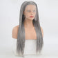 liuzz Silver Grey Braided Wigs Synthetic Lace Front Wig Part Braided Box Braids Wig With Baby Hair Wigs for Black Women-26inches