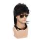 Swiking Mullet Wigs for Men Black Retro 70s 80s Disco Rocker Curly Punk Fancy Party Halloween Cosplay Costume Replacement Full Wigs(Black)