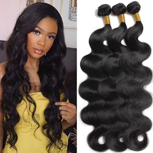Human Hair Bundles Body Wave Bundles Human Hair 14 14 14 Inch 10A Brazilian Hair Bundles Human Hair 100% Unprocessed Virgin 3 Bundles Human Hair Weave Bundles Human Hair Extensions Natural Color