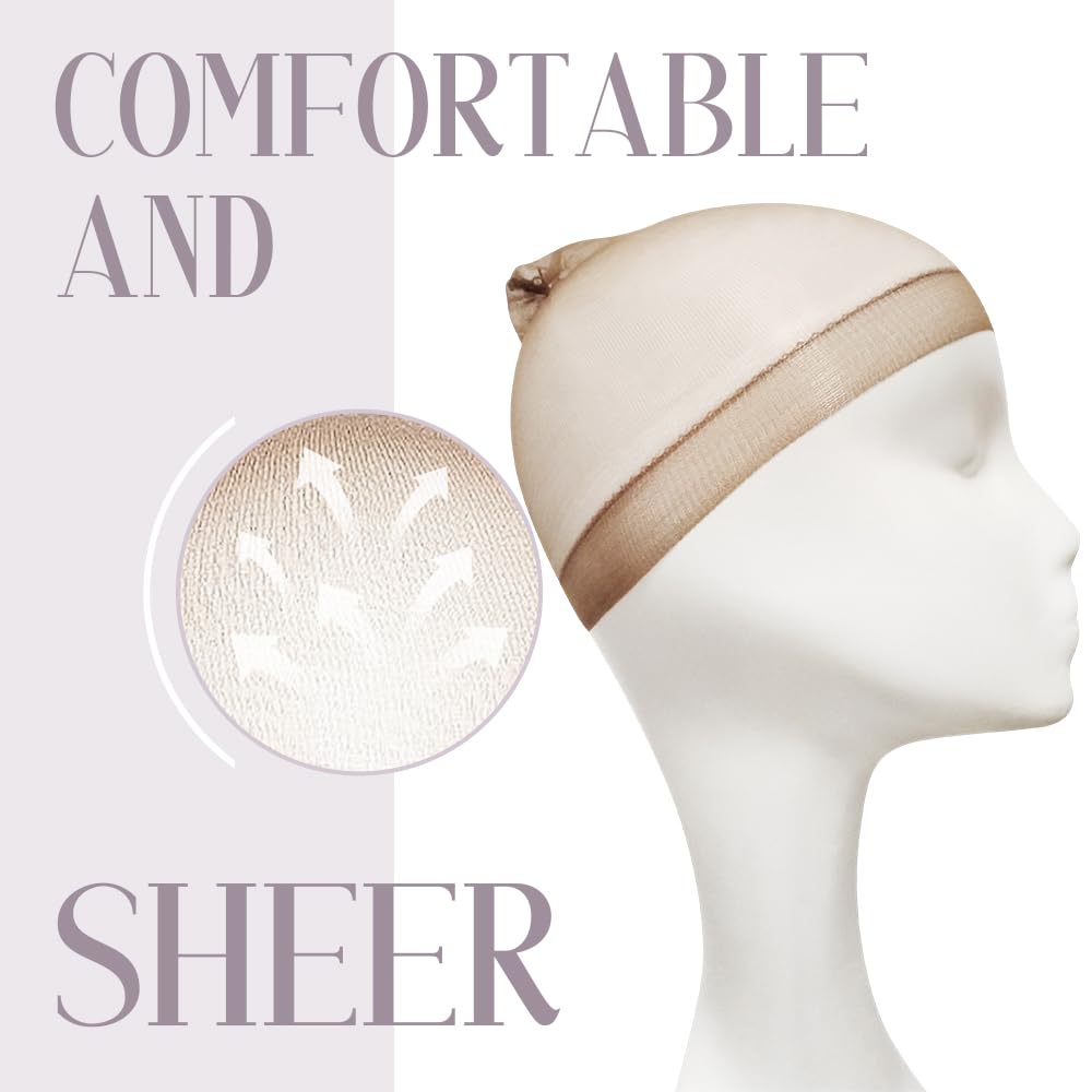 MYKURS HD Wig Cap for Women Lace Front, Transparent Bald Cap for Wigs, Dark Brown 24 PCS