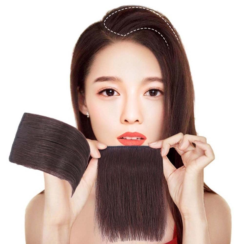 Fluffy Hairpiece 1PC Front Side Bangs Fake Fringe Hair With Hairpin Extension Wig Fashion Thickening Fluffys Wig Hair Accessories(natural black)