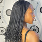 RealWigs 18” Black Headband Braided Wig Box Braids with Curly Tips
