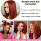 Hoscod 10 Inch Reddish Brown Bob Wig Human Hair Brazilian Hair Pre Plucked 13x4 HD Transparent Lace Front Wigs Human Hair Straight Glueless Bob Wigs Human Hair Auburn Colored Lace Frontal Wigs