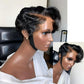 YIAHNGDA Short Lace Front Wigs for Black Women Human Hair Pixie Cut Wig Pre Plucked T Part Lace Wig Bob Wig with Baby Hair 1B Color