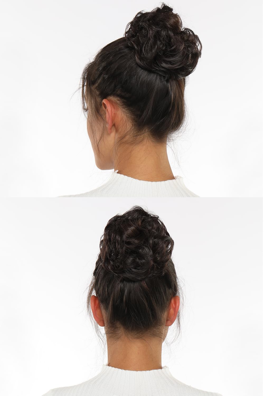 Rose bud Messy Bun Hair Pieces For Women Hair Bun Extension Updo Curly Messy Bun Scrunchie Dark Brown