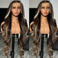 SISIFIRE 26 Inch Highlight Platinum Blonde Body Wave Lace Front Wigs for Women 13*4 Inch Heat Resistant Fiber Loose Curly Wavy Lace Wig with Baby Hair Synthetic Glueless Lace Wig for Daily Party Use