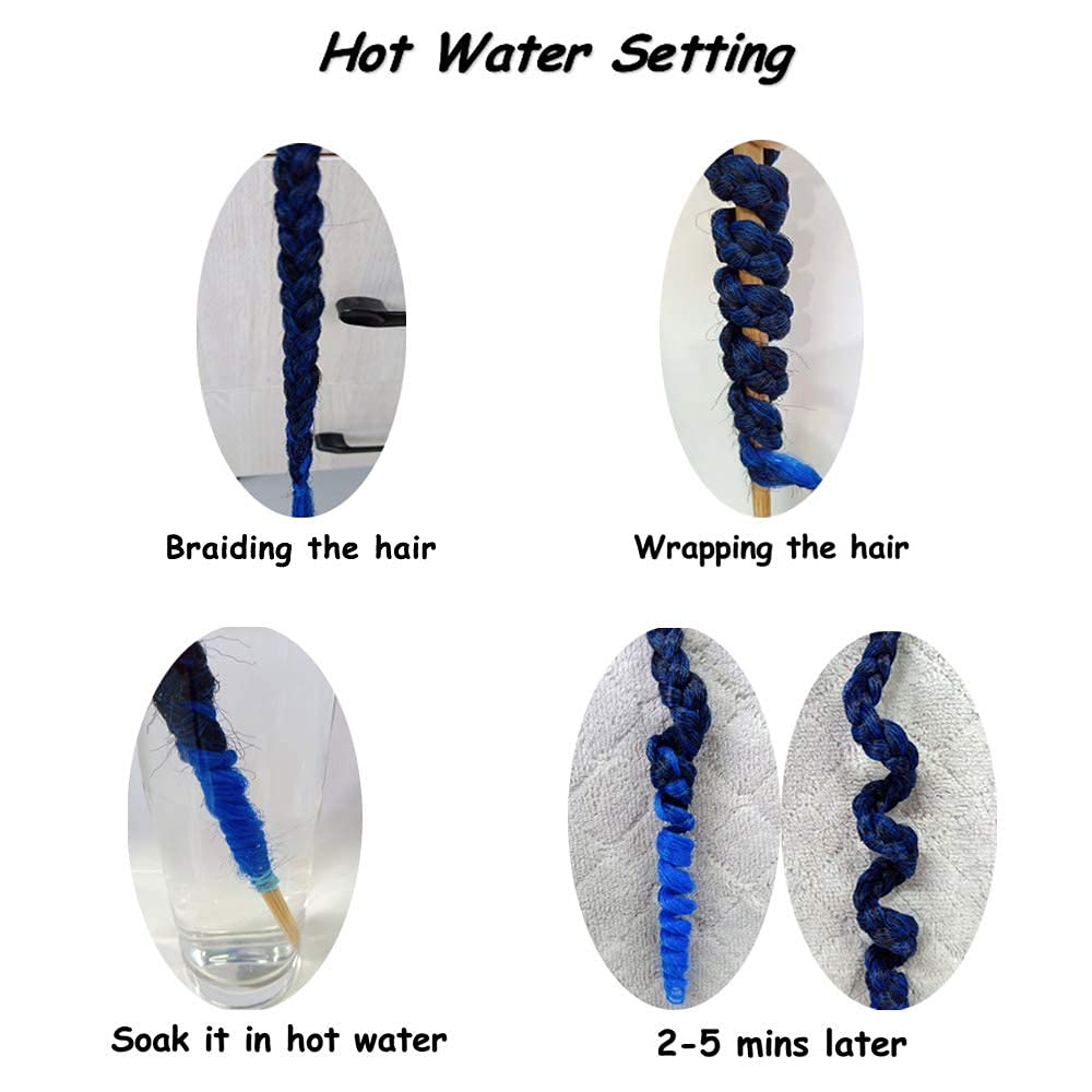 Ubeleco Braiding Hair Pre Stretched 48 Inch 8 Packs Professional Synthetic Hot Water Setting, Soft Yaki Texture, No Itch Black (48in,1B)
