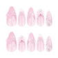 24 Pcs White French Tip Press on Nails Almond Medium Fake Nails with Glue Cute Pink False Nails with 3D Flower Bow Design Handmade Nails Glossy Holiday Glue on Nails Reusable Stick on Nails for Women