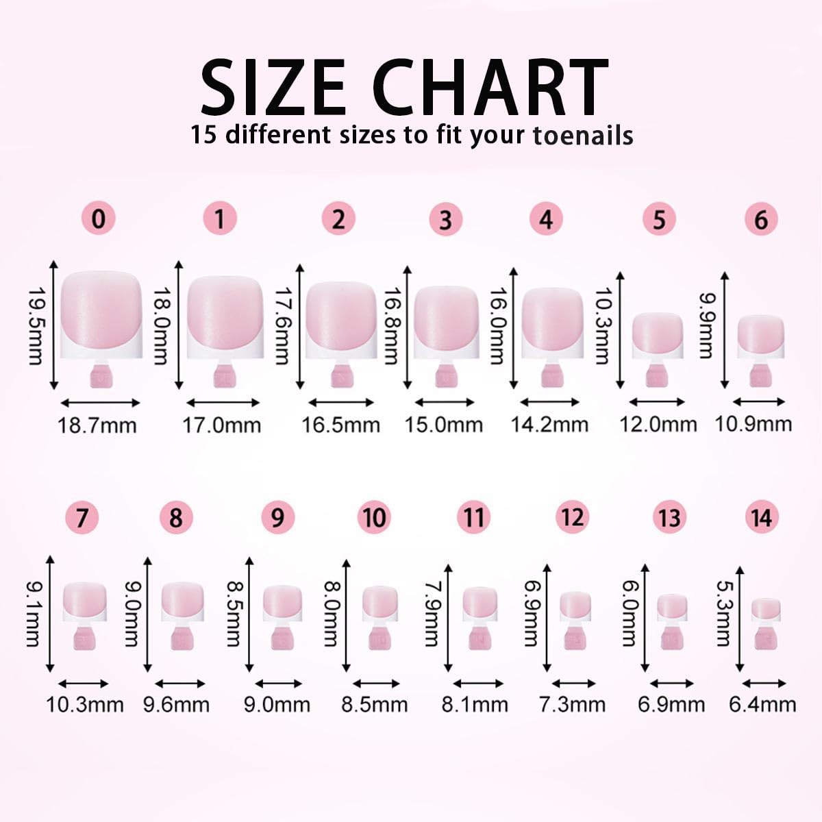 150Pcs White French Tip Press On Toenails Square Medium Fake Toenails Matte Pink Press on Toe Nails for Woman Summer Nail Kits -15 Sizes