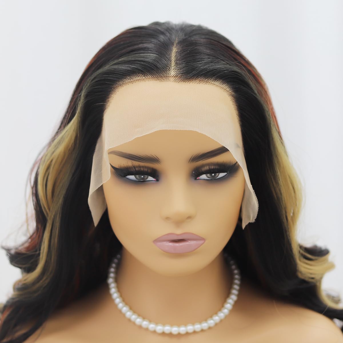 SISIFIRE Brown Highlight Lace Front Wigs for Women Pre-plucked Hairline Glueless 13X4 Inch Dark Burgundy Synthetic Lace Front Wig with Baby Hair Long Deep Body Wave Wigs
