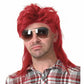 Swiking Red Mullet Wigs for Men 70s 80s Disco Rocker Curly Punk Fancy Party Halloween Cosplay Costume Full Hair Wigs(Red)