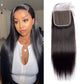 Straight Lace Closure Human Hair 4x4 Free Part Lace Closure 100% Unprocessed Brazilian Virgin Human Hair Extensions 150% Density 12 Inch Lace Closure Pre Plucked Natural Black