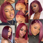 Straight Brazilian Hair Burgundy Bob Wig Human Hair 99j 13x4 HD Transparent Lace Front Wig 180 Density Bob Wig 10 inch Women's Modern Style Natural Hairline Pre-plucked Lace Front Wig with Baby Hair