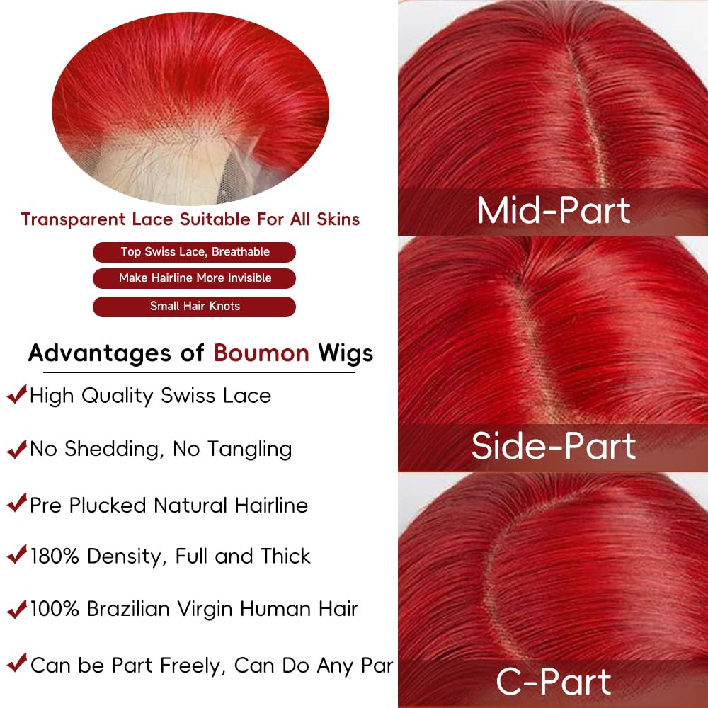 Red Lace Front Wigs Human Hair Pre Plucked 200% Density Red Wig Human Hair Body Wave Lace Front Wigs Human Hair 13x4 HD Lace Frontal Wig Colored Human Hair Wig Glueless Wigs 24 Inch