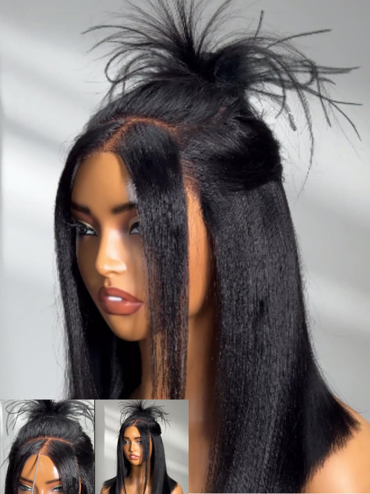 Nadula 10 Inch 13x4 HD Lace Yaki Straight Bob Wig with Drawstring – Pre Everything Glueless Bob Lace Front Wig Human Hair with Ear Tape, Pre-Plucked Invisible Knots, Ready to Go Yaki Wig 150% Density