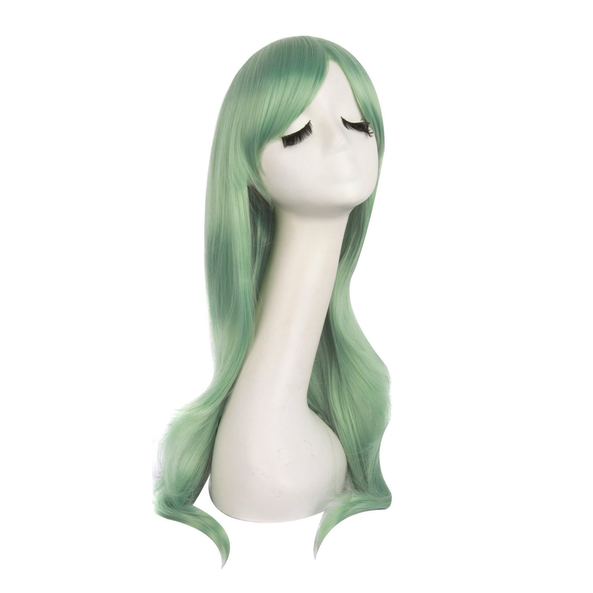 MapofBeauty 28" 70cm Long Curly Hair Ends Costume Cosplay Wig (Gray Green)