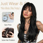 ZRLK Black Wig with Bangs Long Black Wig for Women Synthetic Heat-Resistant Hair Layered Style Hair for Daily and Party Use