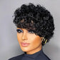PurpleSexy Chic Elegent Short Curly Pixie Cut Human Hair Wig With Bangs Layered Pixie Wigs for Black Women Brazilian Virgin Curly Wave Human Hair Glueless Full Machine Made Wig