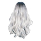 It's A Wig Wigs for Women Full Head Cover Ladies Gray Gradient High Temperature Silk Hair Set Long Big Wave Curly Hair In The Middle Part Dyeing Wig Lace Front for Women（White)