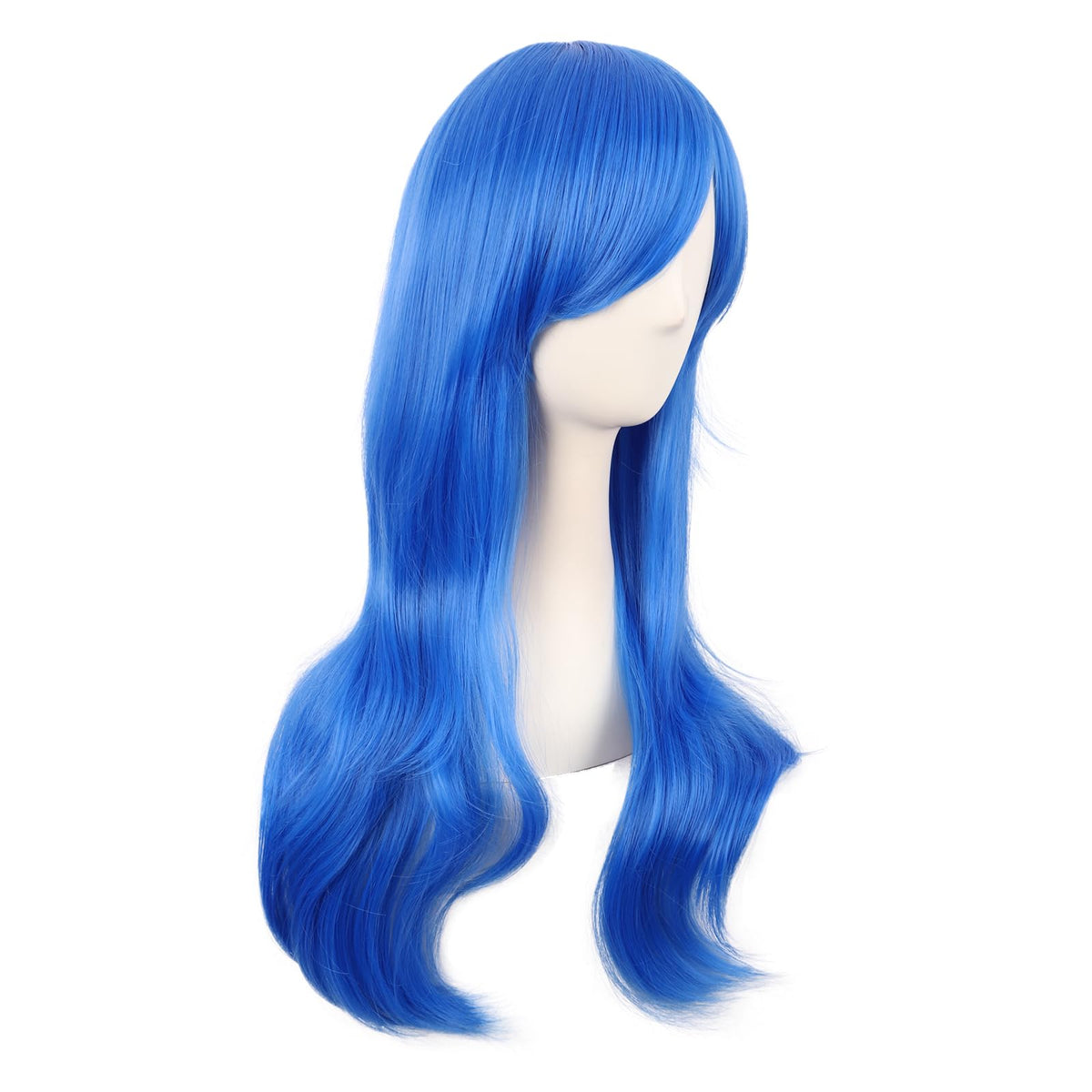 MapofBeauty 28 Inch Long Curly Hair Costume Cosplay Wig, Bright Blue