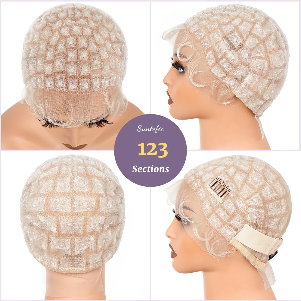 Suntefic Braided Wig Cap With Baby Hair Crochet Wig Cap For Crochet Braids Hair Glueless Double Full Hd Lace Wig Caps For Black Women (Blonde-123)