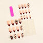 24Pcs Valentines Almond Press on Nails Short Medium Fake Nails French Tip False Nails with 3D Rhinestone Bow Design Handmade Acrylic Nails Press ons Artificial Stick on Nail for Women Cute Heart Nail