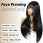 ZRLK Black Wig with Bangs Long Black Wig for Women Synthetic Heat-Resistant Hair Layered Style Hair for Daily and Party Use