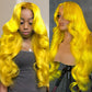 Yellow Lace Front Wig Human Hair 200% Density Yellow Human Hair Wig Body Wave Lace Front Wigs Human Hair Pre Plucked 13x4 HD Lace Frontal Wig Colored Wigs Human Hair 22 Inch