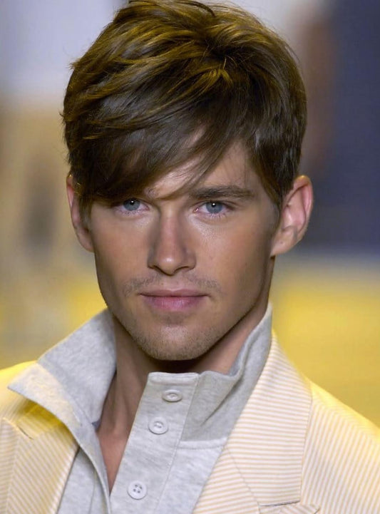 Mens Short Brown Wigs for Men Synthetic Realistic Natural Hair Male Cosplay Party Halloween Wigs