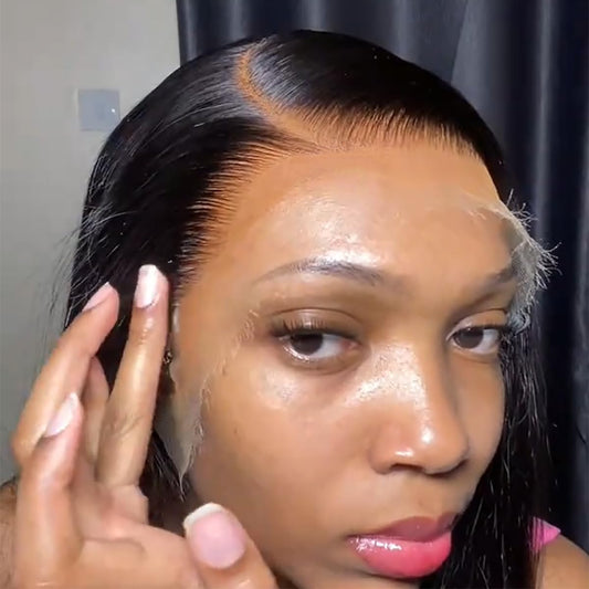 34 Inch 13x6 Real SKINLIKE HD Lace Front Wigs Human Hair Straight 200% Density 0.10mm Ultra-thin Swiss Lace Pre Plucked Bleached Knots With Baby Hair Natural Black Frontal Wigs for Women Human Hair