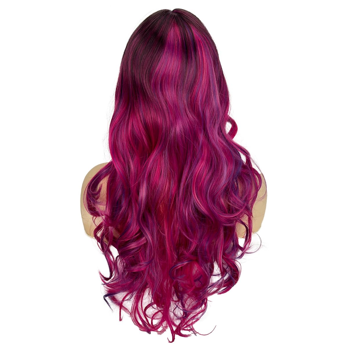 Sabosi Long Purple Ombre Curly Wig for Women Colorful Wig Cosplay Costume Wig Long Natural Loose Wavy for Halloween Costume Wig