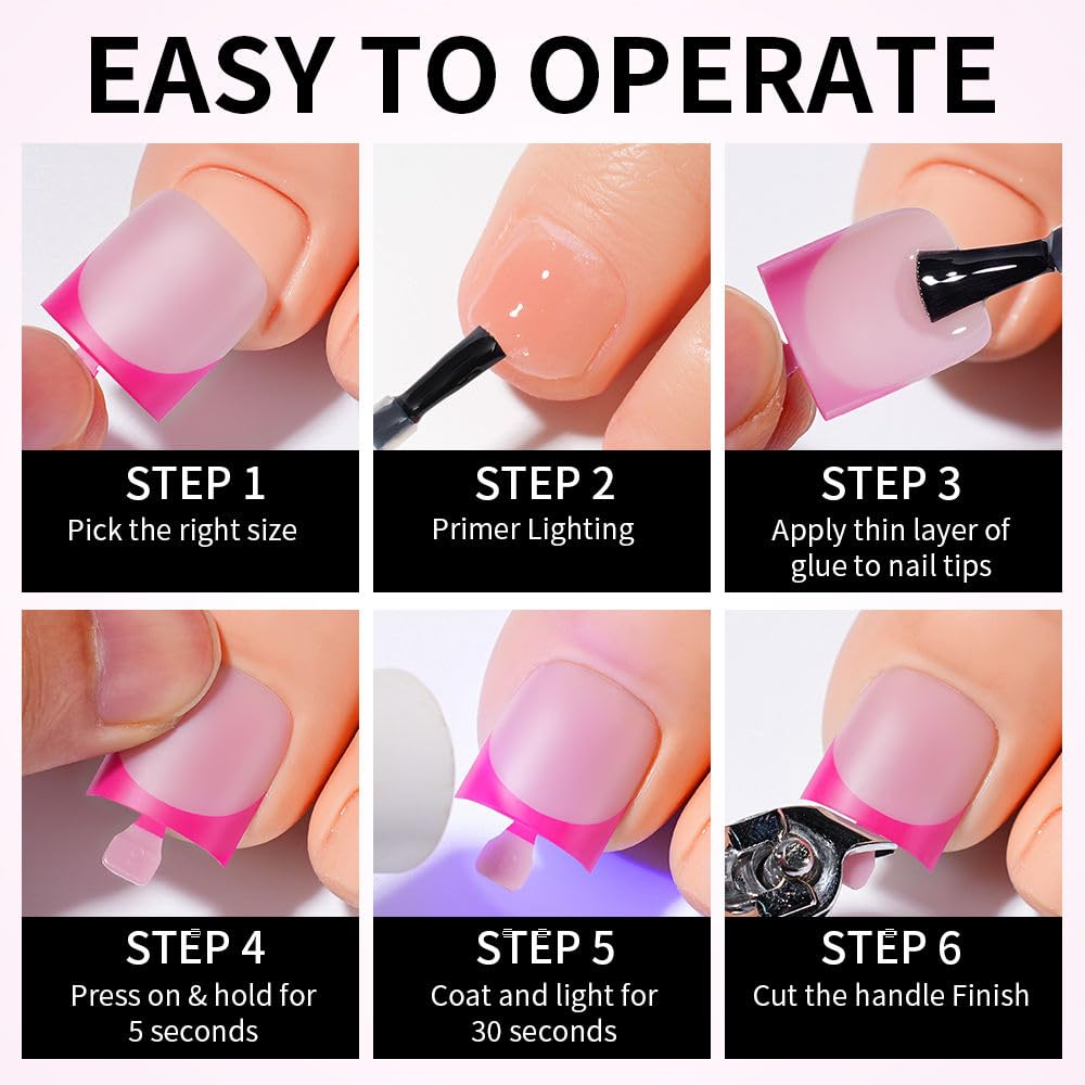 150Pcs White French Tip Press On Toenails Square Medium Fake Toenails Matte Pink Press on Toe Nails for Woman Summer Nail Kits -15 Sizes