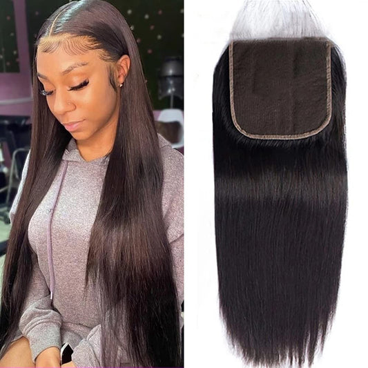 cuckoo 4X4 HD Lace Closure, HD Lace Frontal Closure Human Hair Extensions, Transparent Frontal Closure, Straight 14inch HD Closure, Brazilian Virgin Human Hair Extensions HD Lace Closure 130% Density