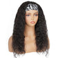 Curly Headband Wig, Beginner Friendly Wear and Go Glueless Wig with Headband Attached, Heat-resistant Soft Synthetic Hair As Human Hair, Water Wave Half Wigs for Black Women (Natural Black, 18 Inch)
