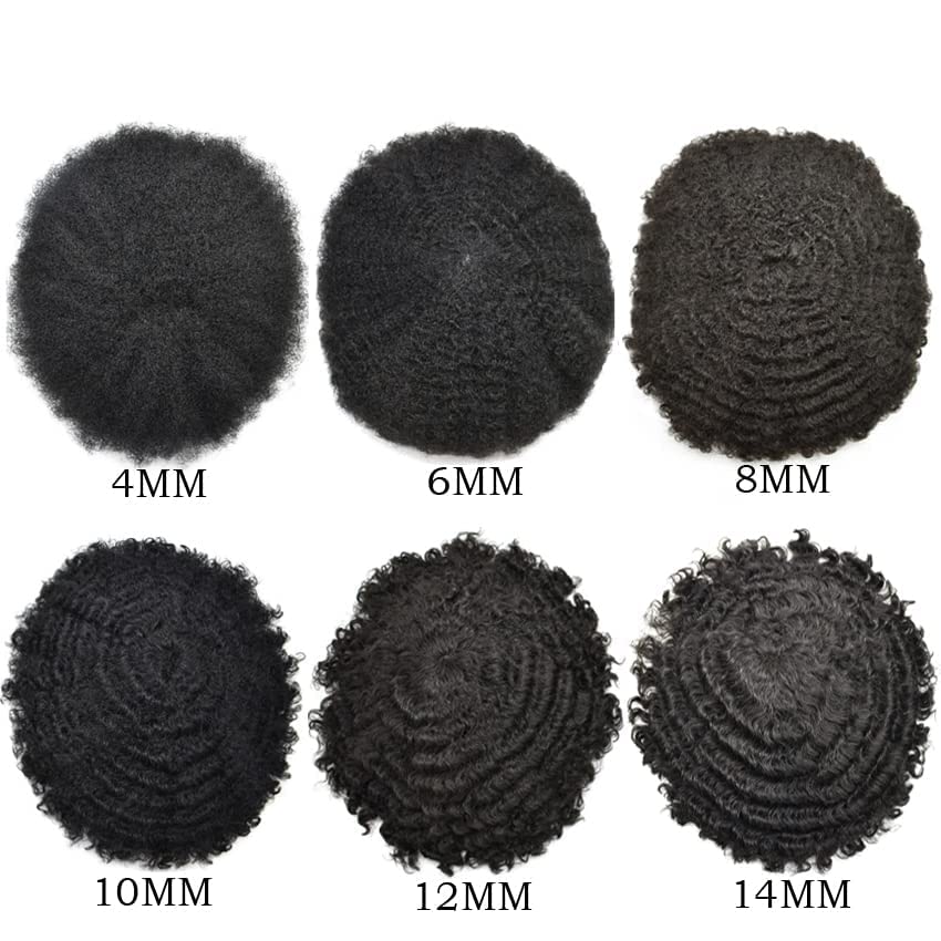 Afro Toupee For Black Men Human Hair All Transparent Lace Man Weave Balding Mens Custom Hair Unit 8X10inch Male Hair Replacement with weaves Light To Medium (10"*8", #1B50 Off Black+50% Gray-6mm)