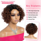 Rebecca Fashion Short Curly Human Hair Wigs for Black Women Cute Curly Bob Wig Side Part Brazilian Remy Non Lace Glueless Wigs Natural Looking Ombre Natural Color to Brown