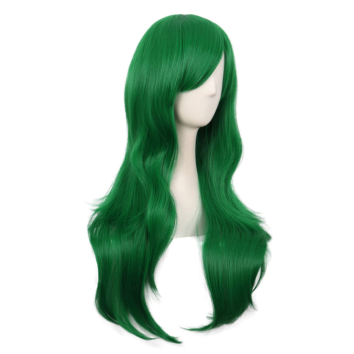 MapofBeauty 28 Inch Long Curly Hair Costume Cosplay Wig, Grass Green
