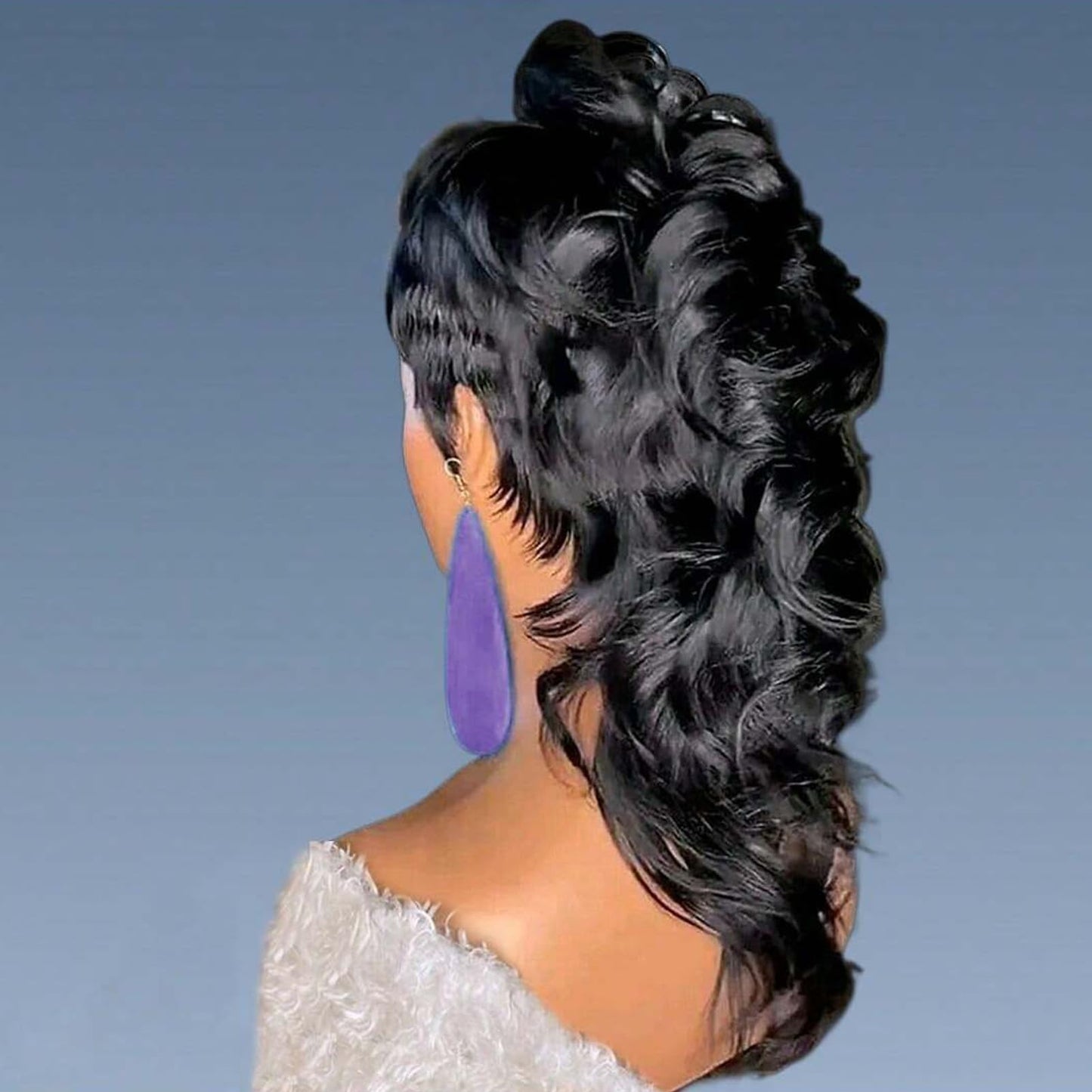 PurpleSexy 80s90s Mullet Pixie Cut Wigs 12inch Short Layered Pixie Cut Curly Human Hair Wigs for Black Women Put on and Go Glueless Brazilian Virgin Curly Human Hair