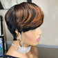 Flandi Pixie Cut Wigs for Black Women Pixie Cut Wig Human Hair Short Layered Wigs Full Machine Made Short Haircut Wig Glueless with Bangs Black with Brown F1B33
