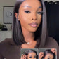 Nadula 10 Inch 13x4 HD Lace Yaki Straight Bob Wig with Drawstring – Pre Everything Glueless Bob Lace Front Wig Human Hair with Ear Tape, Pre-Plucked Invisible Knots, Ready to Go Yaki Wig 150% Density