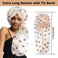 2pcs Long Satin Bonnets with Tie Band, Large Braid Bonnet Silky Hair Cap for Locs Women Sleeping, I