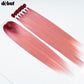 DÉBUT Ombre Red to Pink Synthetic Silky Straight 6 Bundles with Lace Front Closure 26 28 30 Inches Long Straight Hair Bundles Weave with Hand-Tied Middle Parting Lace Closure Ombre Pink
