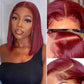 99J Burgundy Lace Front Wigs - Brazilian Hair Lace Frontal Wig, 13x4 HD Transparent Bob, 14 Inch, Pre Plucked, 180% Density, Straight