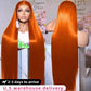 VIPPRETTY Ginger Synthetic Wig13x6 150% Density Straight Ginger Orange Lace Front Wigs Synthetic hair 350 Colored HD Transparent Lace Frontal Wig Pre Plucked With Baby hair
