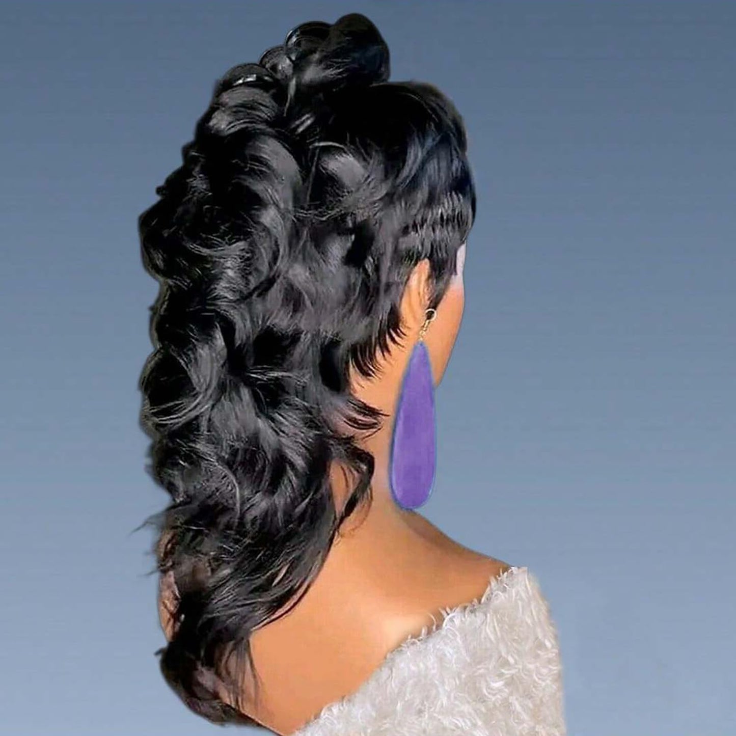 PurpleSexy 80s90s Mullet Pixie Cut Wigs 12inch Short Layered Pixie Cut Curly Human Hair Wigs for Black Women Put on and Go Glueless Brazilian Virgin Curly Human Hair
