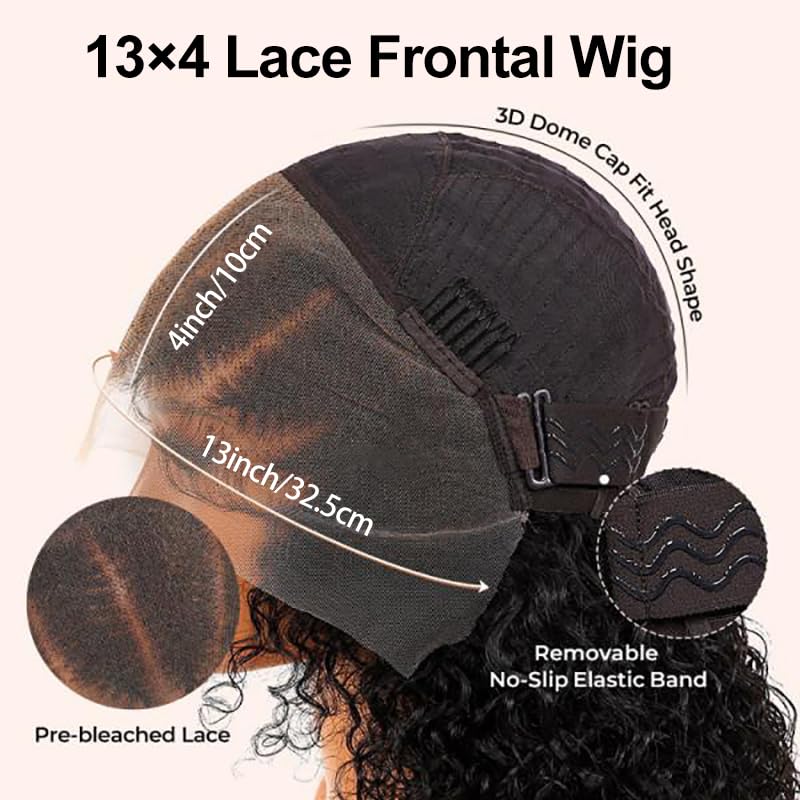 SUPERNOVA Curly Human Hair Wig 13x4 Lace Front Wigs Human Hair Half-Cornrows Half-Deep Curly Wig Pre Plucked Pre Styled Braid Wigs For Black Women 200 Density 16 Inch