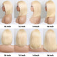 Hoscod Blonde Bob Wig Human Hair Straight 613 Bob Wig Human Hair 12 Inch 180 Density 613 Blonde Suitable for All Hair Types 13x4 HD Transparent Lace Wigs for Women Glueless Wigs with Baby Hair