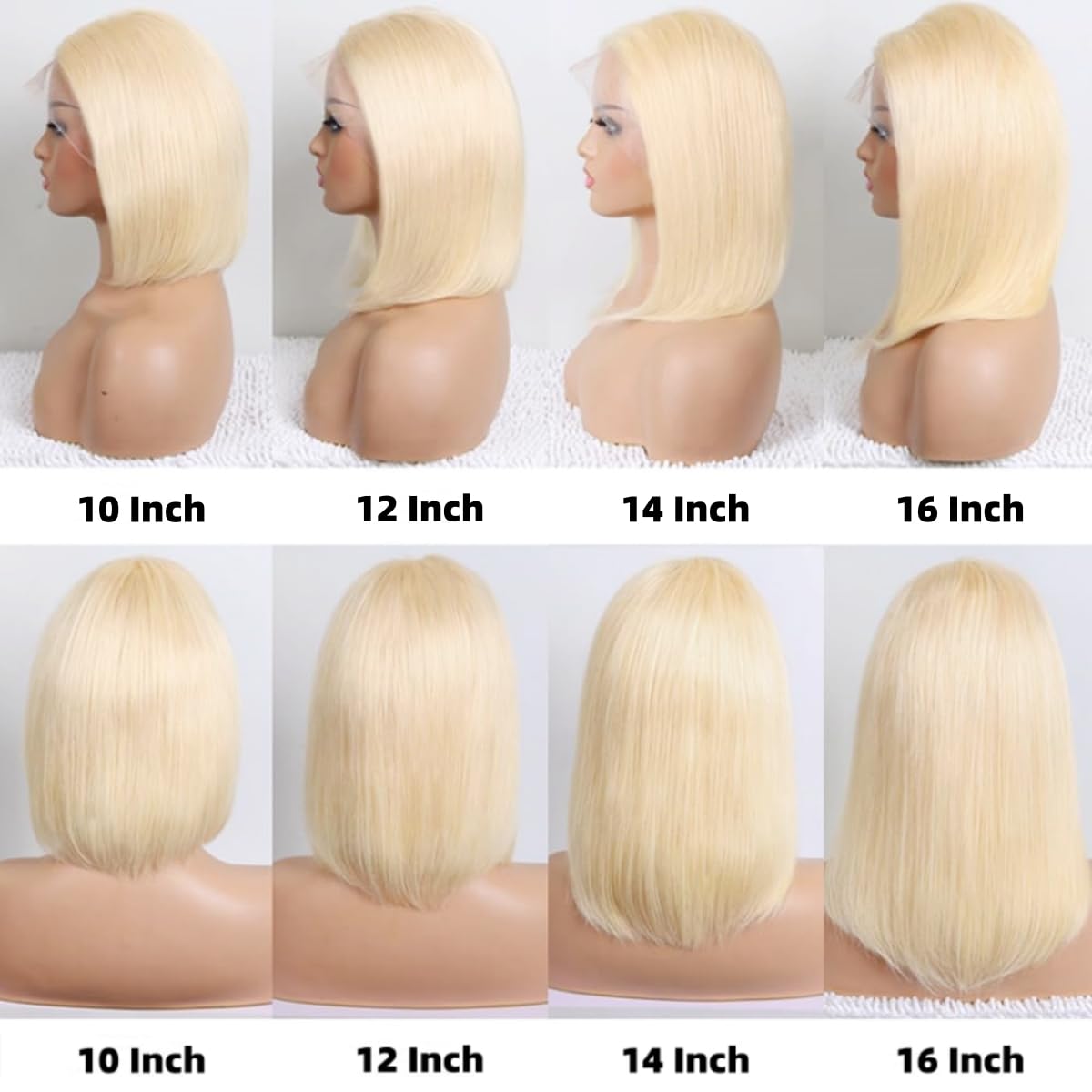 Hoscod Blonde Bob Wig Human Hair Straight 613 Bob Wig Human Hair 12 Inch 180 Density 613 Blonde Suitable for All Hair Types 13x4 HD Transparent Lace Wigs for Women Glueless Wigs with Baby Hair