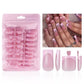 NHIXK 60 Pcs Pink French Tip Press on Nails Square & Press on Toenails Set, Medium Fake Nails Short Square Press on Toe Nails Summer False Nails Full Cover Stick on Toenails for Women