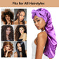 2pcs Long Satin Bonnets with Tie Band, Large Braid Bonnet Silky Hair Cap for Locs Women Sleeping, F